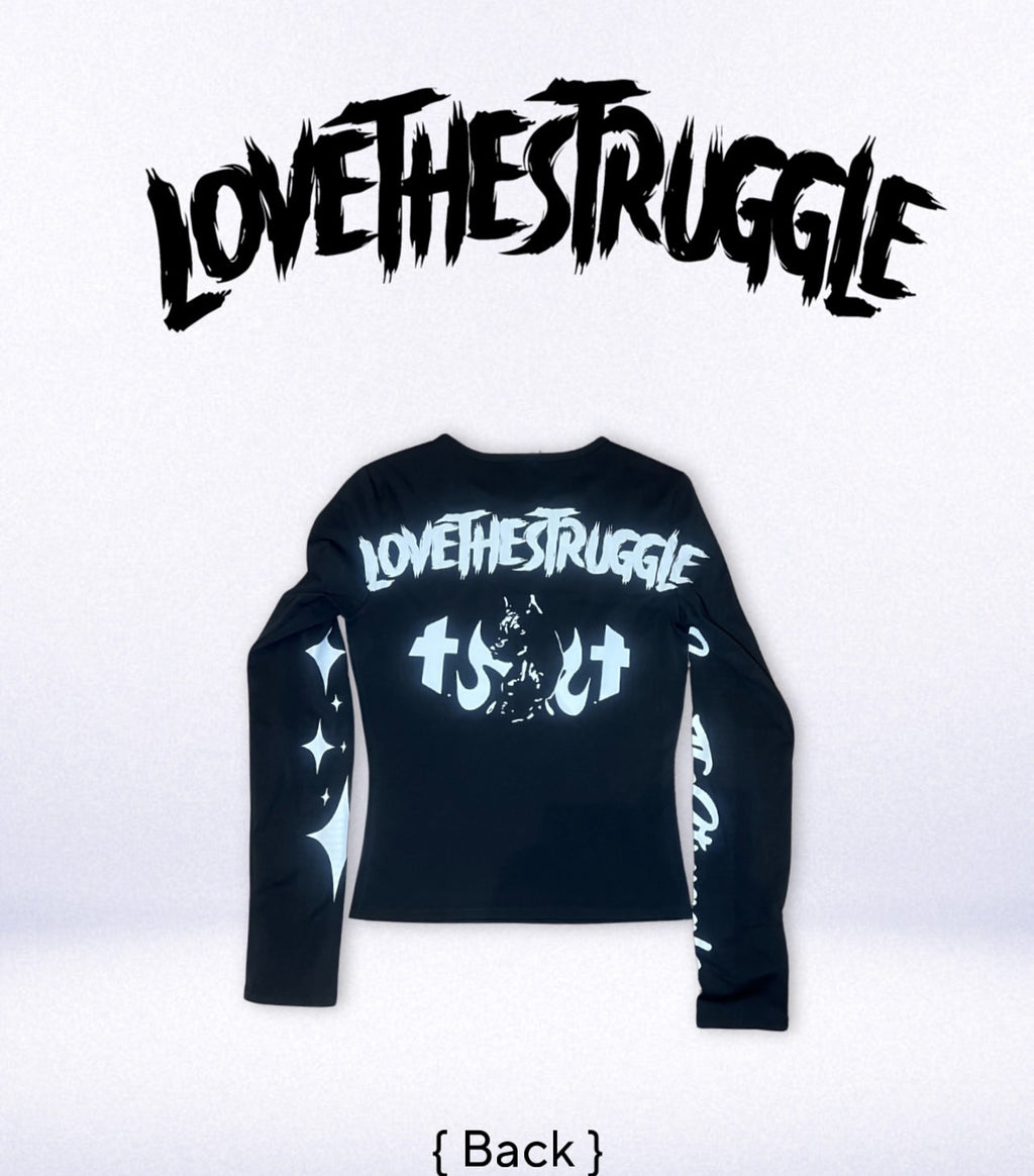 Black Long-sleeve Crop Top